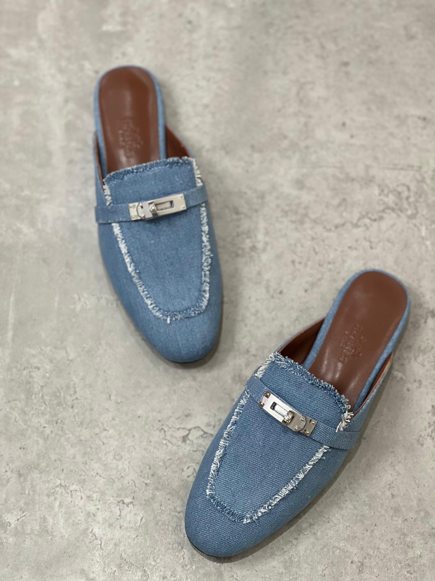 Hermes mules - blue denim