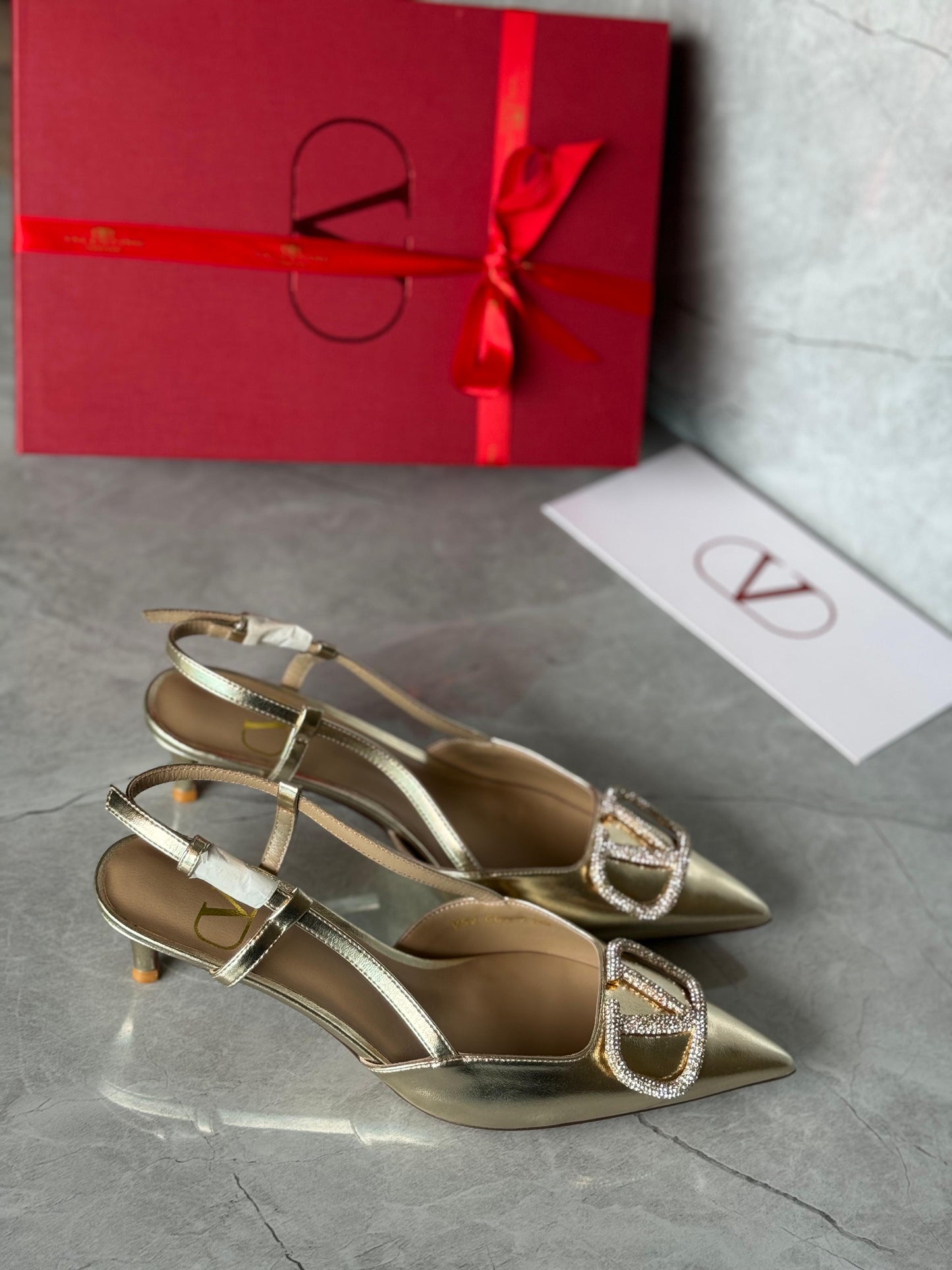 Valentino heels gold