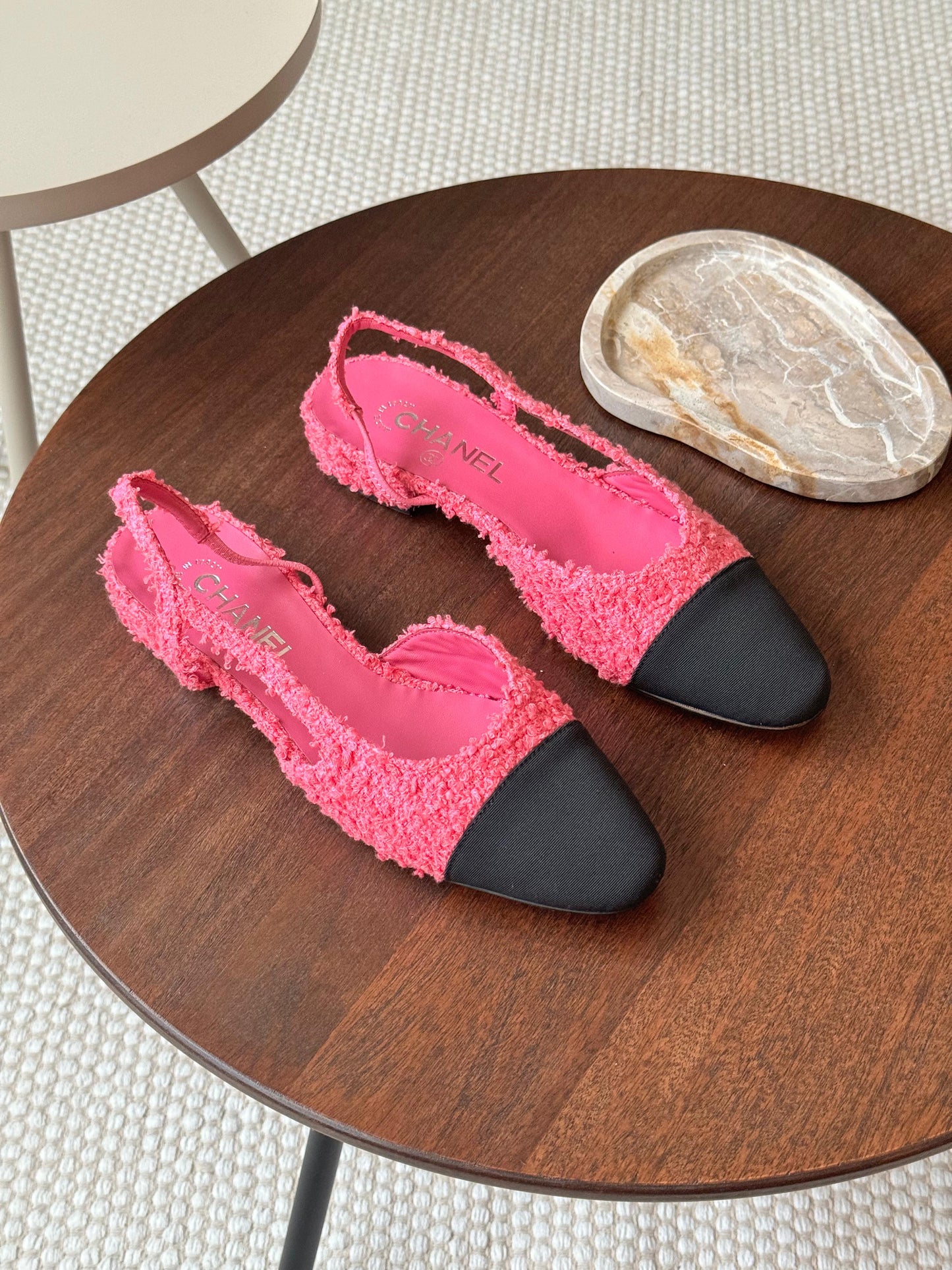 Chanel heels - flat hot pink