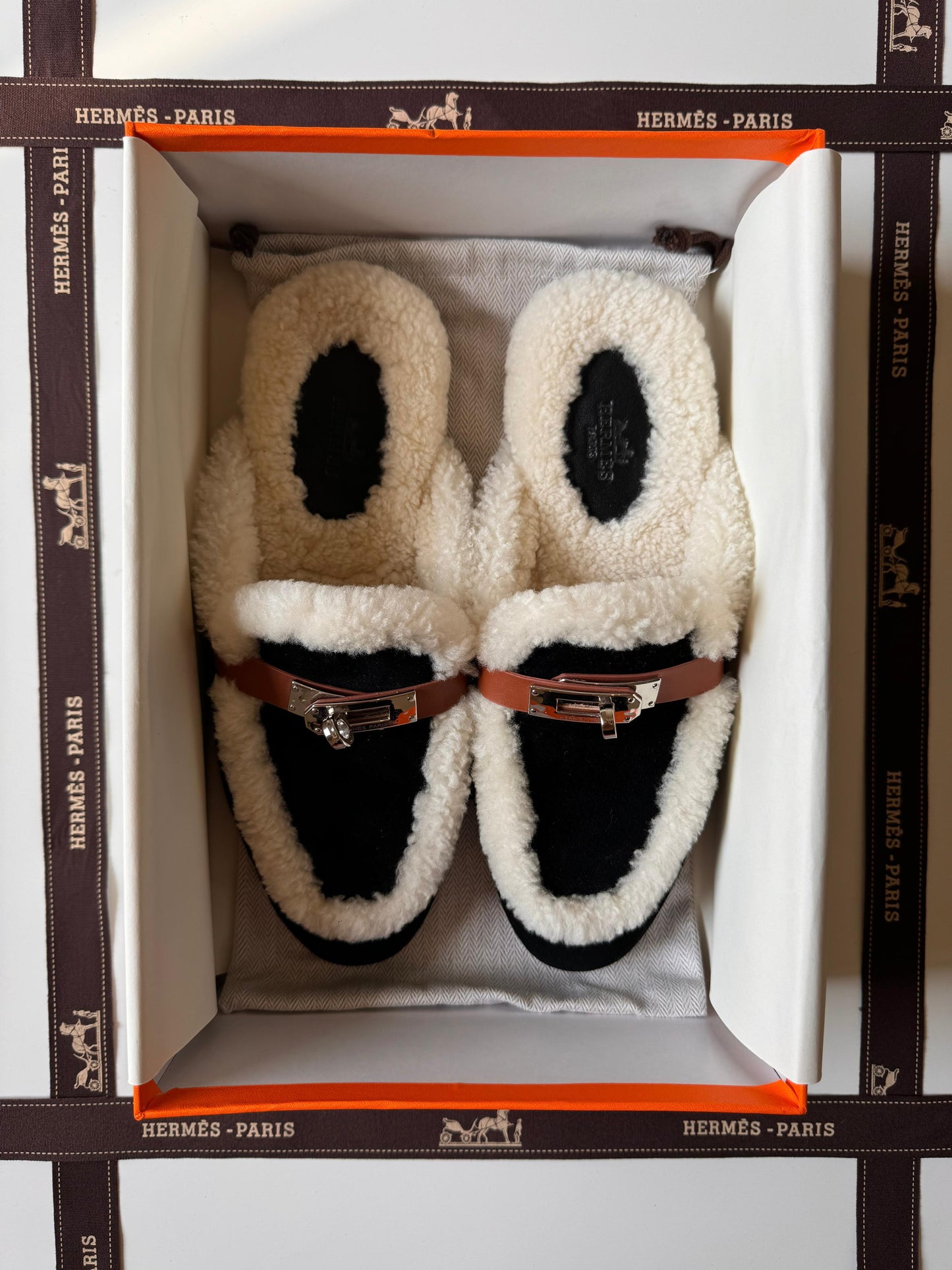 Hermes mules with fur