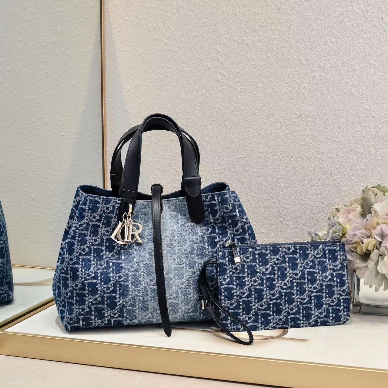 Dior bag tote denim blue