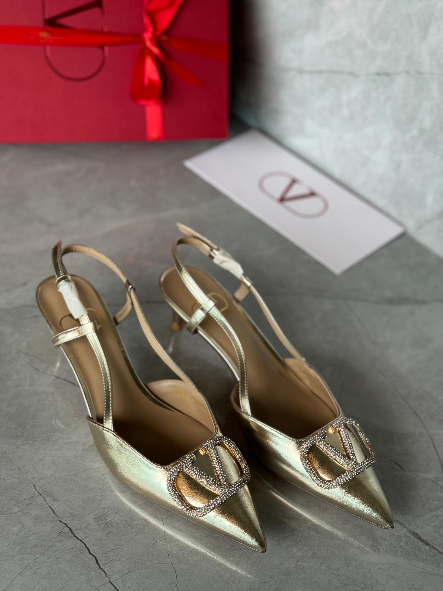 Valentino heels gold