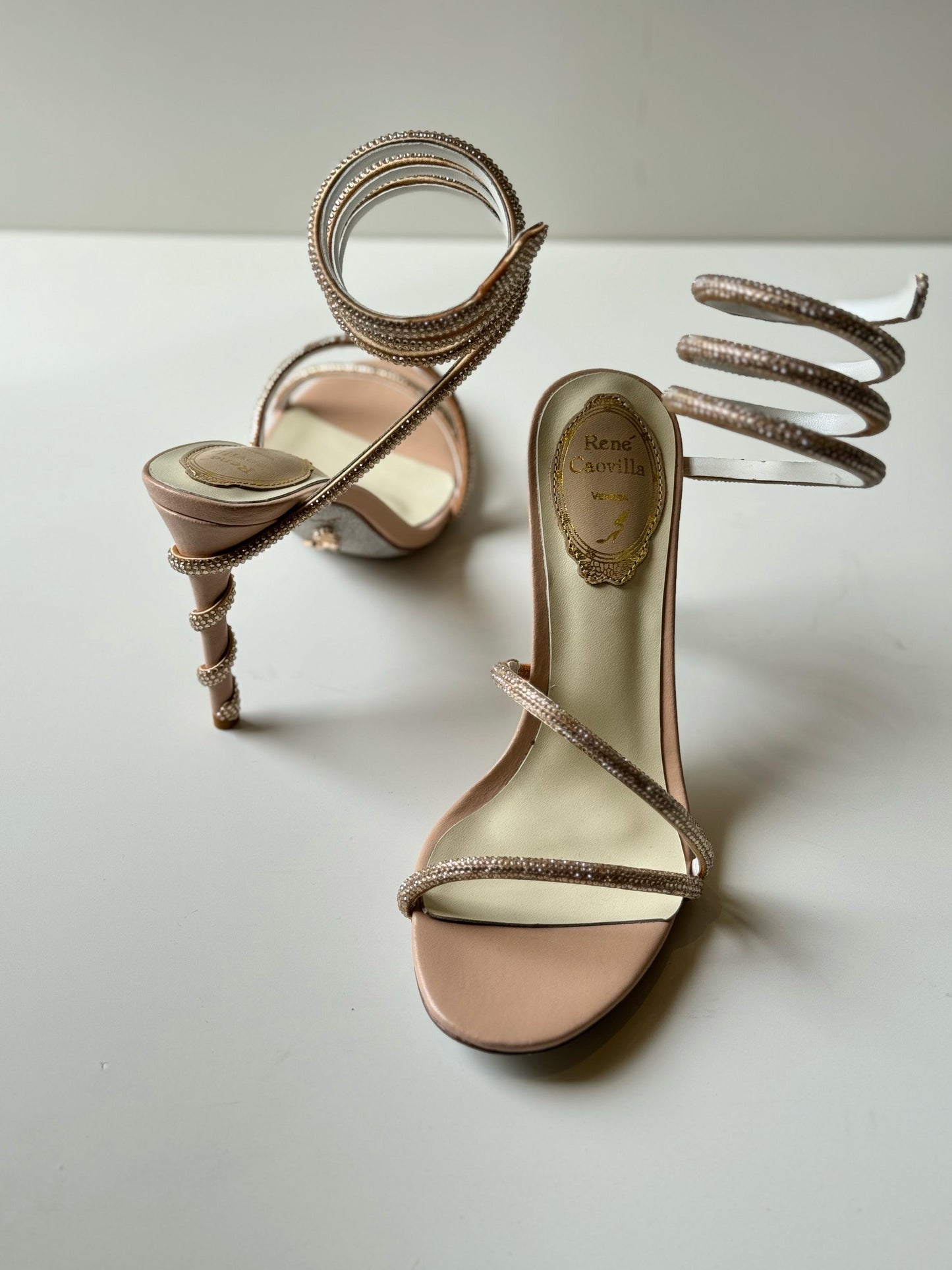 Rene caovilla sandals heels nude