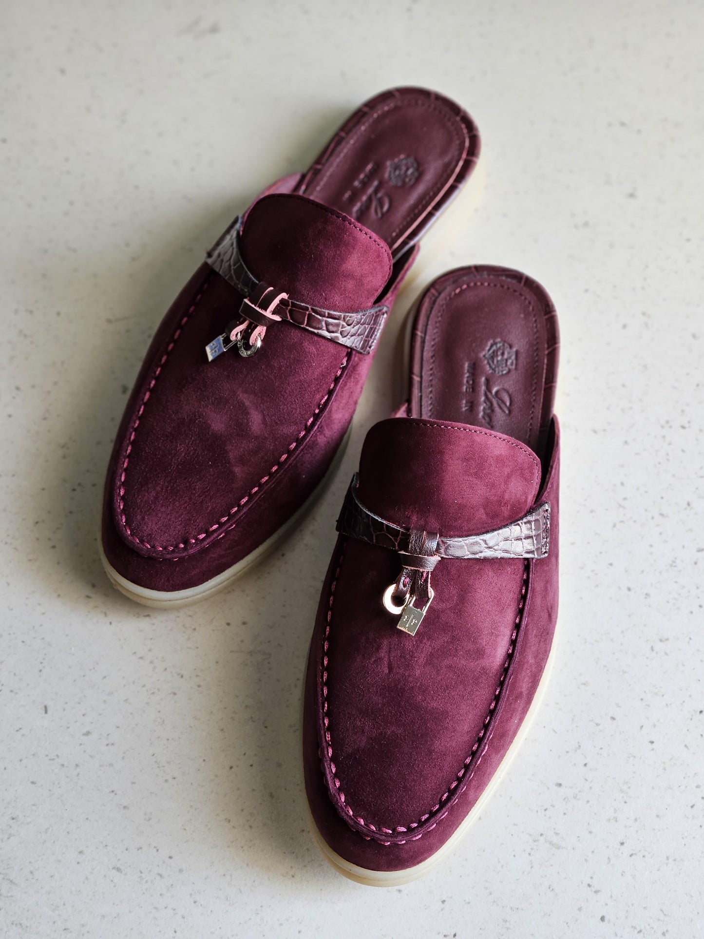 Loro piana mules  - crocodile maroon