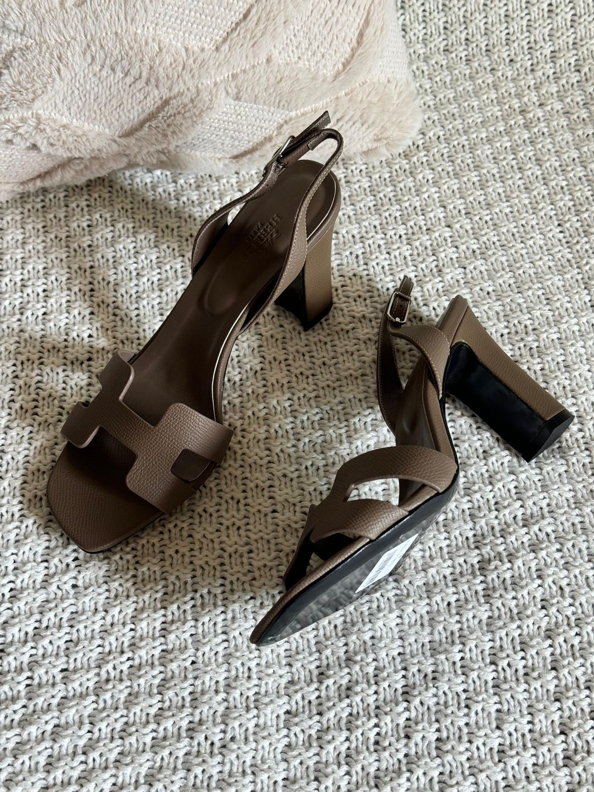 Hermes sandals heels - taupe