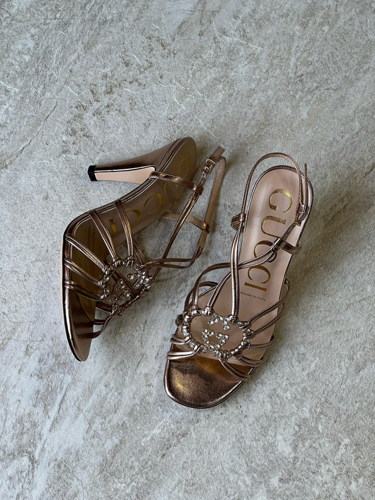 Gucci sandals heels bronze