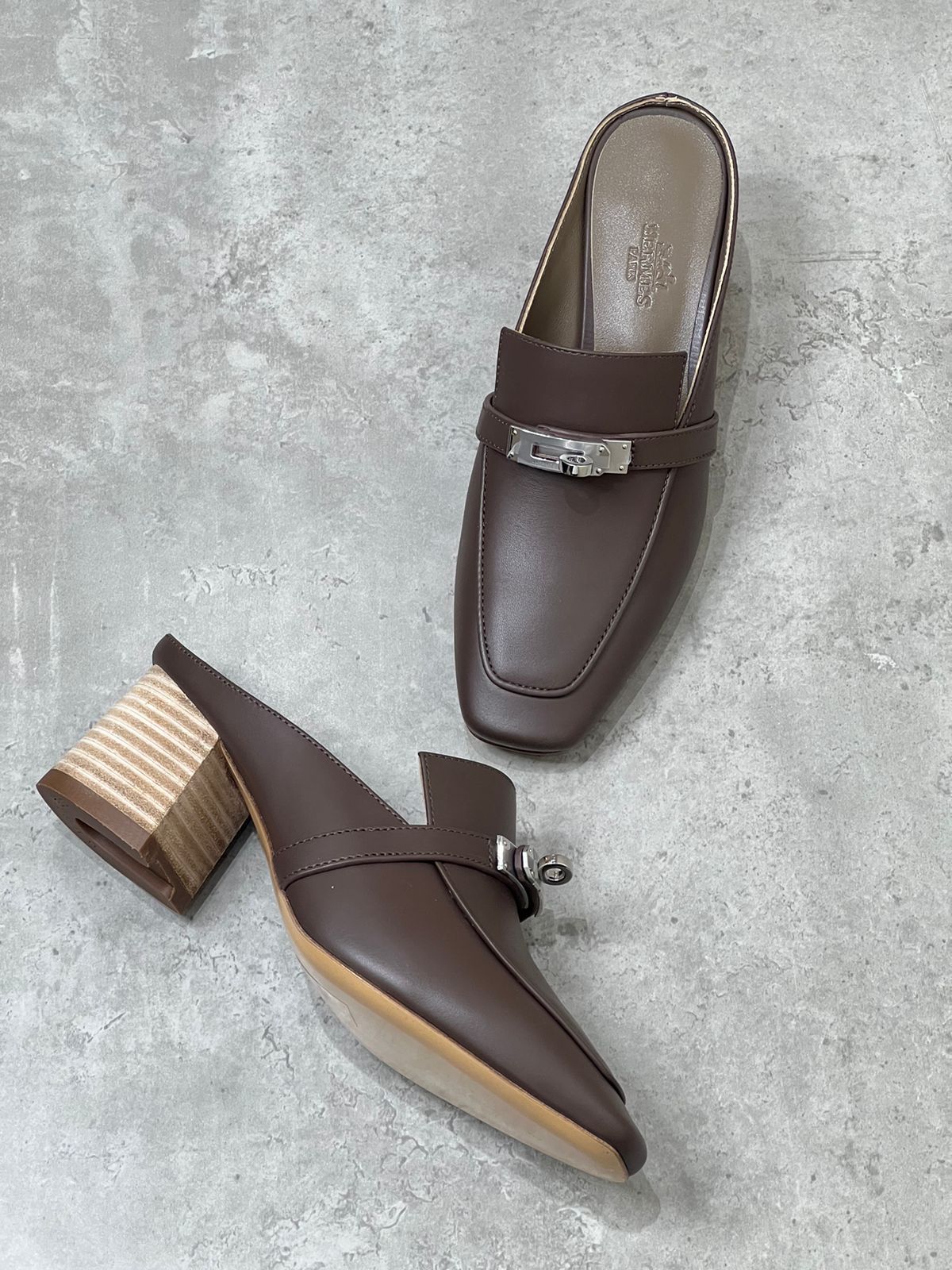 Hermes mules with heels