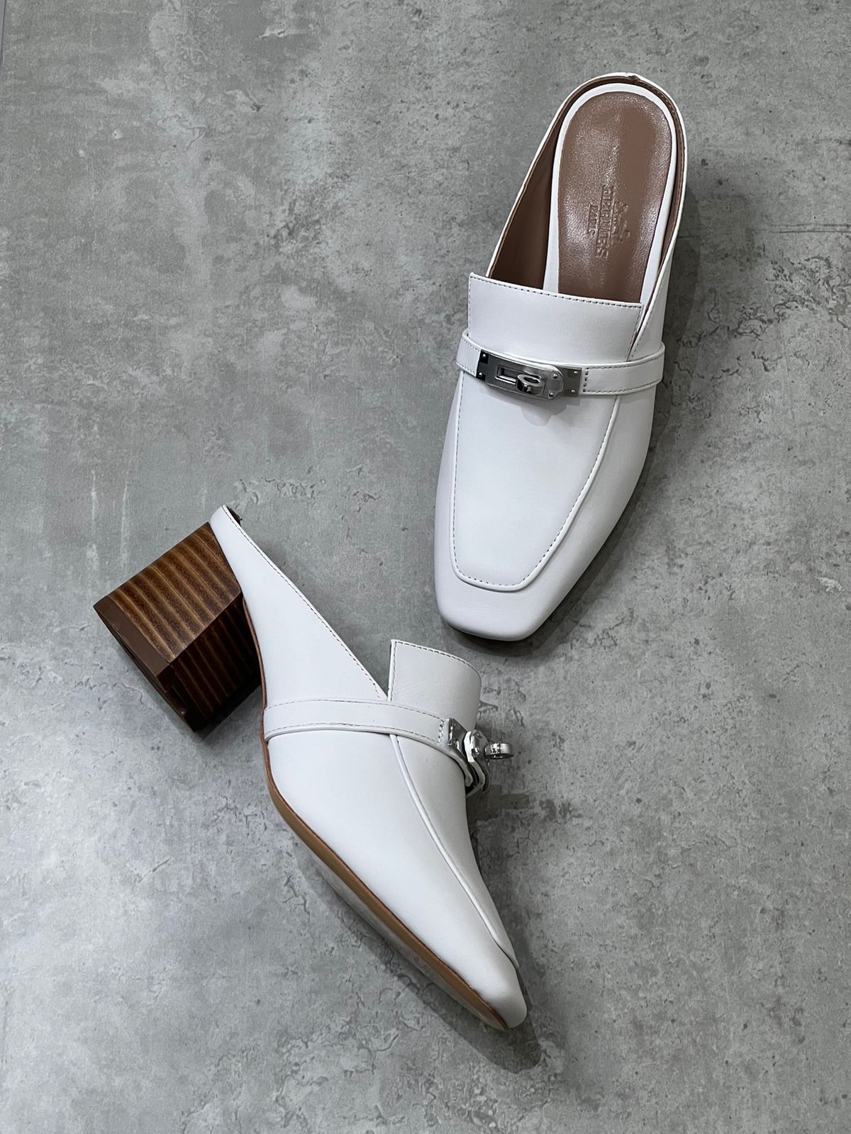 Hermes mules with heels