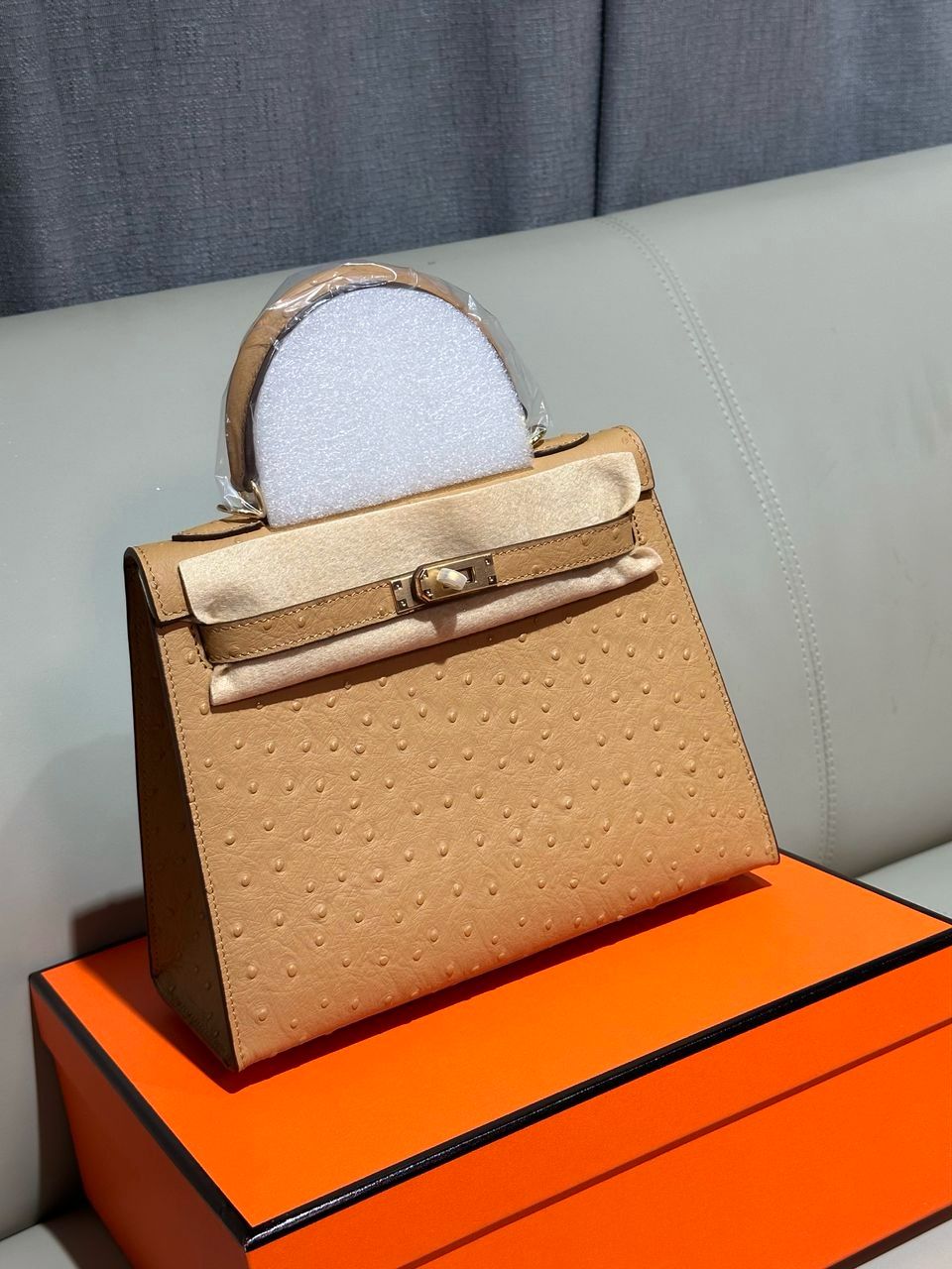 Hermes bag ostrich leather